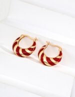 Red Enamel Hoop Earrings